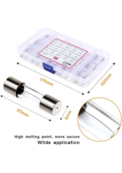 5X20MM Cam Sigorta 150ADET 15 Çeşit Kutulu Set modelleri