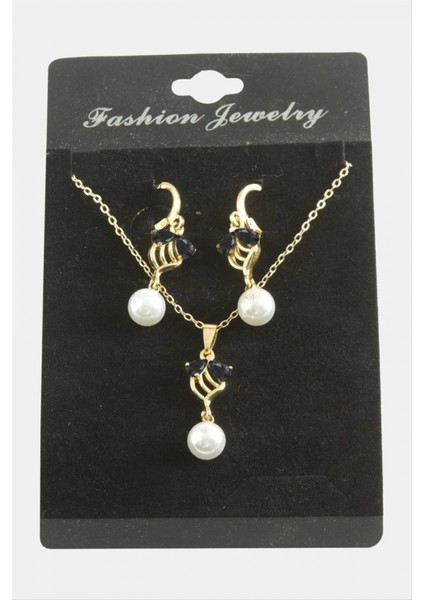 Ieg Çiçek Inci Zirkon Taşlı Set Kolye