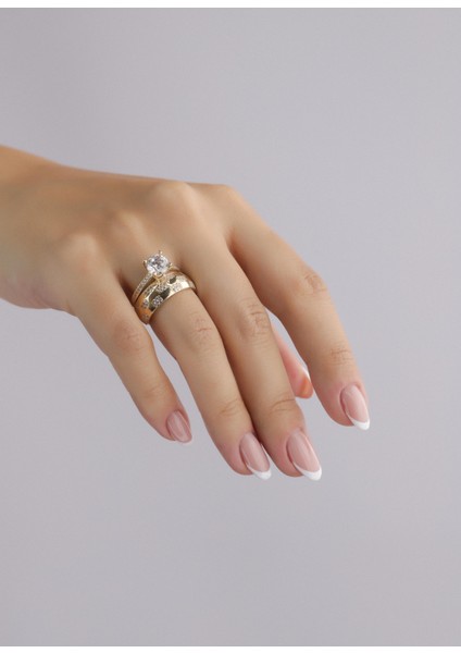 Nar-in Altın Mücevherat Tektaşlı Alyans Altın Yüzük 073