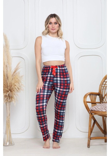 Viskon Likralı Alt Pijama Küçük Ekose Baskı Desenli Q6018 fiyatları