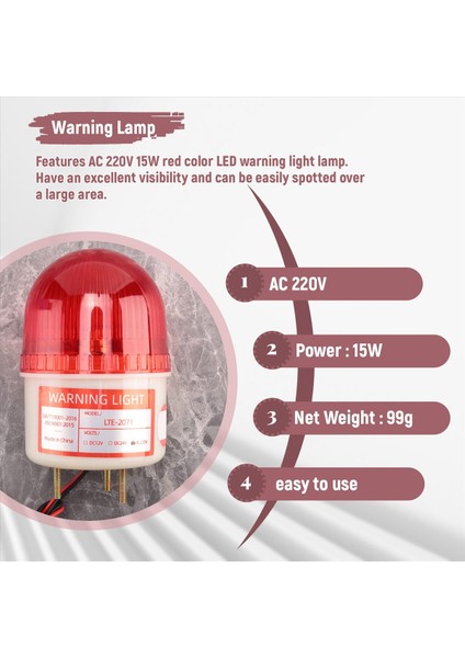 Ac 220V 15W Kırmızı Işık Endüstriyel Sinyal Kulesi Flaş Uyarı Lambası (Yurt Dışından) fırsatları