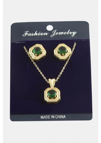 Ieg Kare Zirkon Taşlı Set Kolye