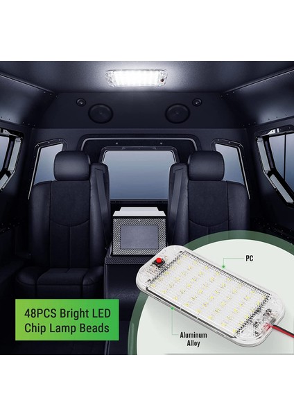 Araba Iç Aydınlatma LED Araba Iç Aydınlatma 48LEDS 12V - 85V Beyaz Lamba Araba Kampçıları Için Açma / Kapama Anahtarı ile (Yurt Dışından) indirimleri