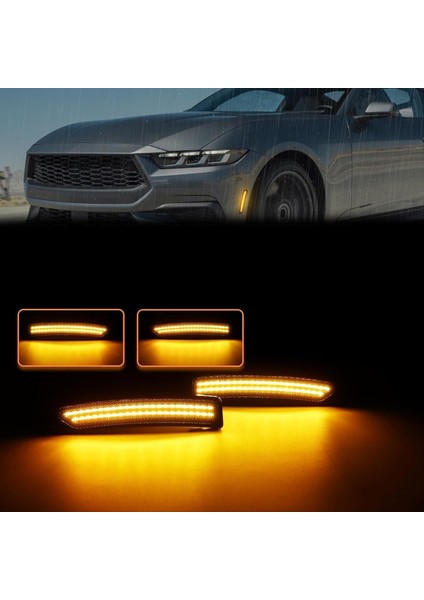 Füme Lens Çamurluk Yan Işaretleyici Reflektörleri Ford Mustang Için Işık 2024 2025 Aksesuarlar Sarı Işık (Yurt Dışından) fiyatları