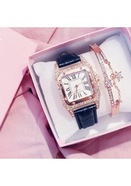 Saat Yıldız Bileklik Süper Klon Izle Özel Batı Paslanmaz Çelik Trend Zarif Kare Kadran Kemer Gümüş Saat Kuvars Izle Yıldız Miss You Bilezik (Yurt Dışından)