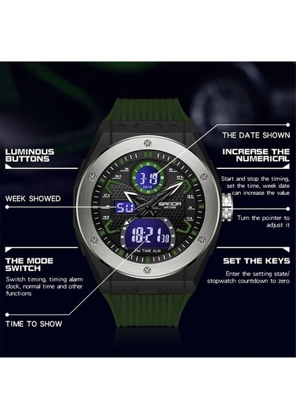 Erkek Spor Askeri Saatler 5ATM Su Geçirmez Kuvars Kol Saati Erkek Kronometre Otomatik Tarih Izle Erkekler Için Relogio Masculino (Yurt Dışından) fiyatları