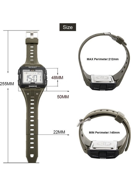 Gümüş Büyük Sayılar Okunması Kolay 5ATM Suya Dayanıklı Erkek Dijital Saat Açık Hava Sporları (Yurt Dışından) modelleri