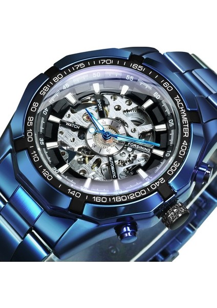 Gümüş Paslanmaz Çelik Su Geçirmez Erkek Saatler Üst Marka Lüks Şeffaf Mekanik Spor Erkek Kol Saati (Yurt Dışından)