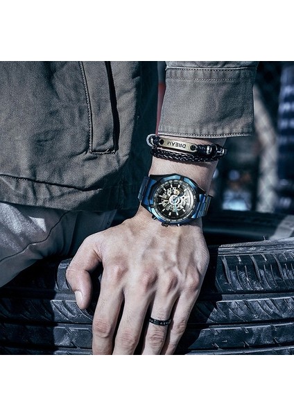 Gümüş Paslanmaz Çelik Su Geçirmez Erkek Saatler Üst Marka Lüks Şeffaf Mekanik Spor Erkek Kol Saati (Yurt Dışından) modelleri