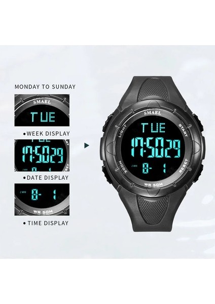 Kırmızı Smael Yeni Askeri Açık Erkek Saatler LED Dijital Ekran Silikon Casıo Su Geçirmez Spor Izle Erkekler Kol Saati Relogio Masculino (Yurt Dışından)