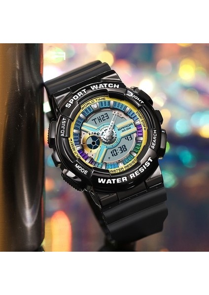 Gümüş Sanda Üst Marka Erkekler Izle Lüks Ikili Zaman Hareketi Saatler Kronometre Adam Için Geri Sayım Dijital Saat Aydınlık Saat (Yurt Dışından)