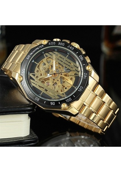 Kutusu ile Yeni Otomatik Mekanik Erkek Kol Saati Askeri Spor Erkek Saat Üst Marka Lüks Altın Çelik (Yurt Dışından) fiyatları