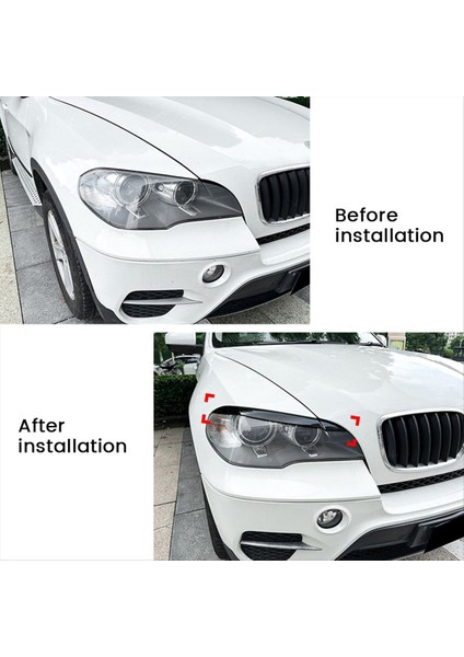 Araba Ön Far Kapağı Kafası Işık Lambası Göz Kapağı Kaş Kaplama Bmw X5 E70 2008-2013 Parlak Siyah (Yurt Dışından) fırsatları