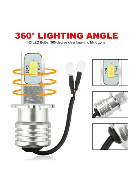 4x H3 Süper Parlak LED Far Sisi Taç Lambası Ampul Kiti 6000K Beyaz 10W (Yurt Dışından) modelleri