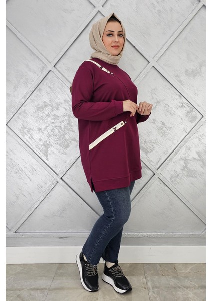 Kadın Düğme ve Kombin Detaylı Tesettür Tunik