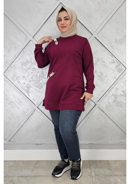 Kadın Düğme ve Kombin Detaylı Tesettür Tunik modelleri
