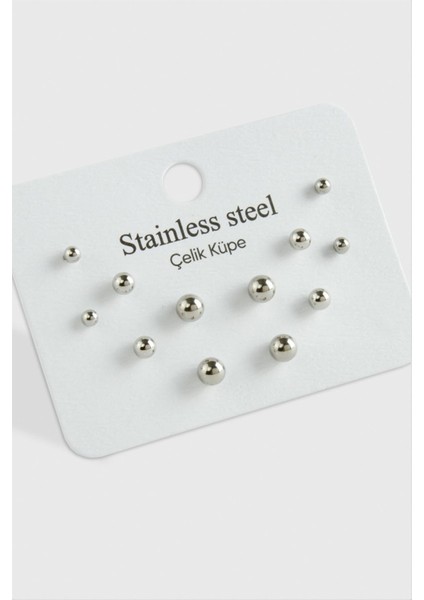 12 Adet Top Çelik Küpe