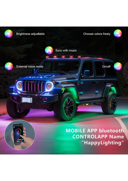 Rgb Kaya Işıkları Uygulama Kontrolü Yanıp Sönen Müzik Müziği Su Geçirmez Tekerlek Iyi Işık 8 Pods (Yurt Dışından) fiyatları