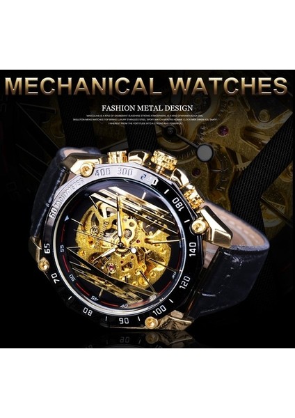 Büyük Kadran Steampunk Tasarım Lüks Altın Dişli Hareketi Erkekler Yaratıcı Ajur Saatler Otomatik Mekanik Bilek Saatleri (Yurt Dışından) fiyatları