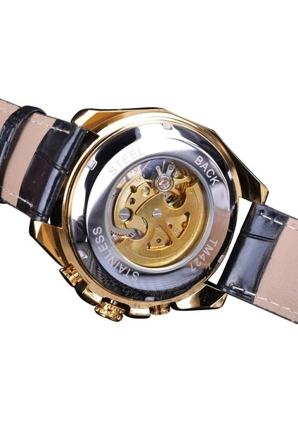 Büyük Kadran Steampunk Tasarım Lüks Altın Dişli Hareketi Erkekler Yaratıcı Ajur Saatler Otomatik Mekanik Bilek Saatleri (Yurt Dışından) fırsatları