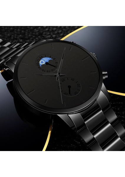 Moda Erkek Saatler Lüks Erkekler Siyah Paslanmaz Çelik Kuvars Kol Saati Adam Iş Rahat Deri Izle (Yurt Dışından) fiyatları