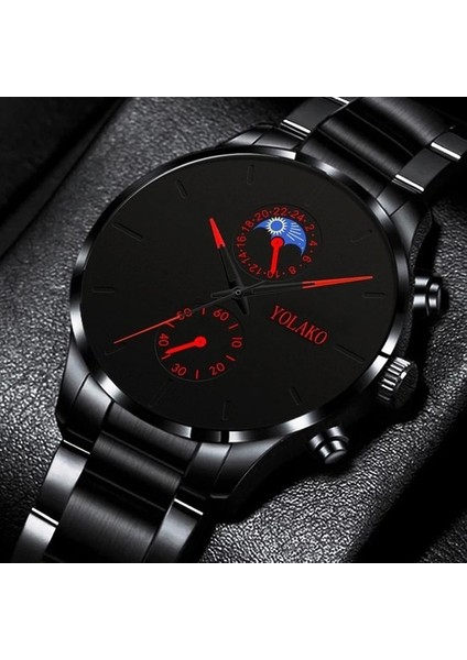 Moda Erkek Saatler Lüks Erkekler Siyah Paslanmaz Çelik Kuvars Kol Saati Adam Iş Rahat Deri Izle (Yurt Dışından) fırsatları