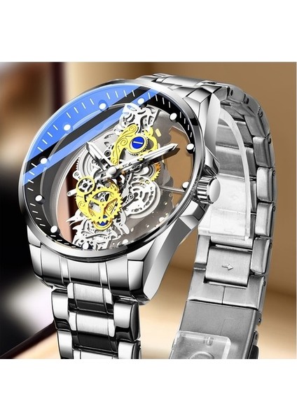 Şeffaf Ajur Tam Otomatik Mekanik Saat - Gümüş Casıo (Yurt Dışından)