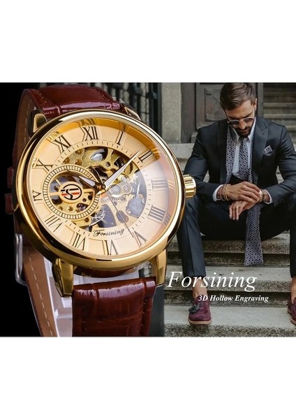 Erkek Mekanik Izle Şeffaf Ince El Sarma Iş Adamı Kahverengi Deri Kemerler Kol Saati Casıo (Yurt Dışından) fiyatları