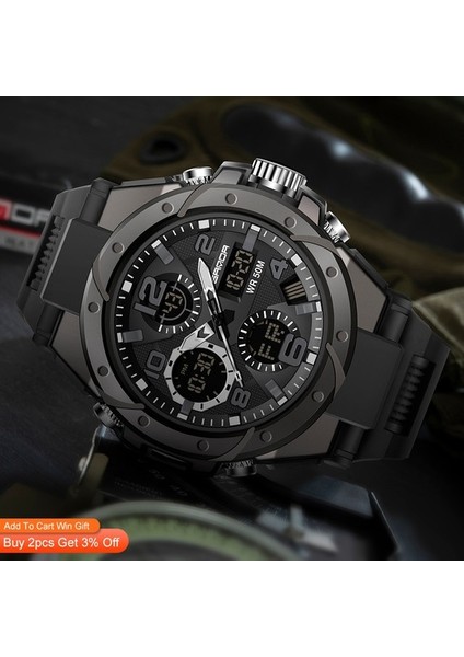 Erkek Marka Askeri Su Geçirmez Darbeye Dayanıklı Izle Çift Ekran Otomatik Tarih Erkek Dijital Kol Saatleri Reloj (Yurt Dışından) modelleri