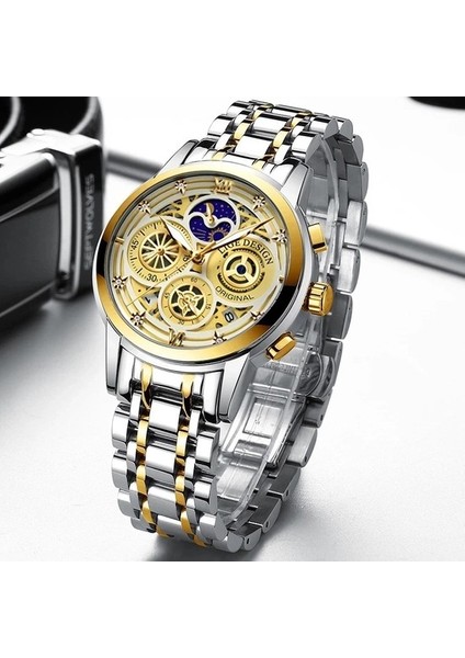 Gümüş Altın Lıge Erkekler Askeri Spor Bilek Izle Altın Kuvars Çelik 30ATM Su Geçirmez Tarih Erkek Saat (Yurt Dışından)