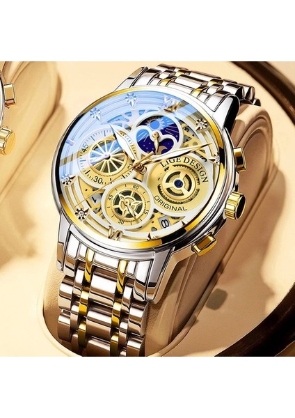 Gümüş Altın Lıge Erkekler Askeri Spor Bilek Izle Altın Kuvars Çelik 30ATM Su Geçirmez Tarih Erkek Saat (Yurt Dışından) fiyatları