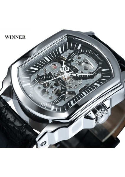 Retro Klasik Beyaz Kadran Mavi Eller Şeffaf Izle Erkekler Otomatik Mekanik Erkek Saatler Üst Marka Lüks (Yurt Dışından)