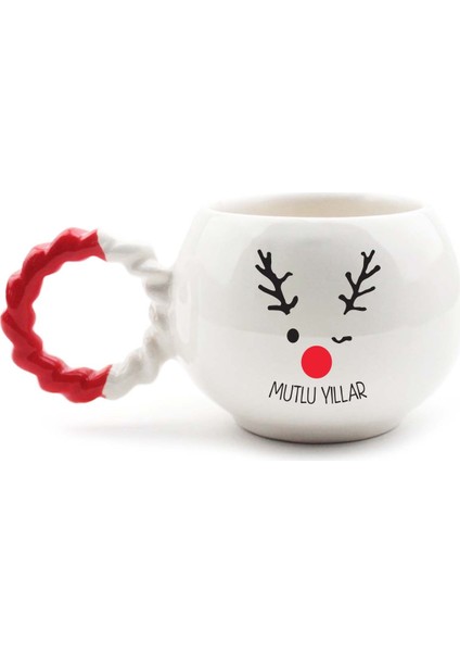 Geyik El Yapımı Krem Parlak Baloncuk Fincan - Hediyelik Seramik Fincan