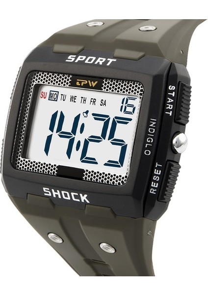 Gümüş Büyük Sayılar Okunması Kolay 5ATM Suya Dayanıklı Erkek Dijital Saat Açık Hava Sporları (Yurt Dışından)