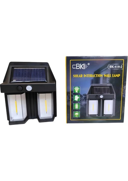 Rustik Ampul Ikili Solar Duvar Aplik Güneş Enerjili Hareket Sensörlü