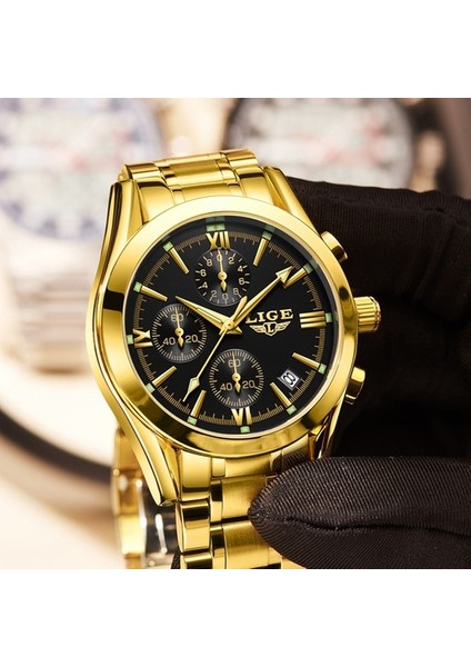 Altın Mavi S Lıge Moda Tarihi Kuvars Erkek Saatler Top Marka Lüks Erkek Saat Chronograph Spor Erkek Kol Saati Erkekler Için (Yurt Dışından)