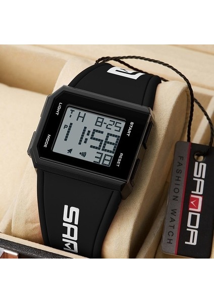Kırmızı Sanda Moda Marka LED Izle Erkekler Spor Saatler Dijital Askeri Izle Basit Kare Su Geçirmez Açık Elbise Kol Saatleri (Yurt Dışından)