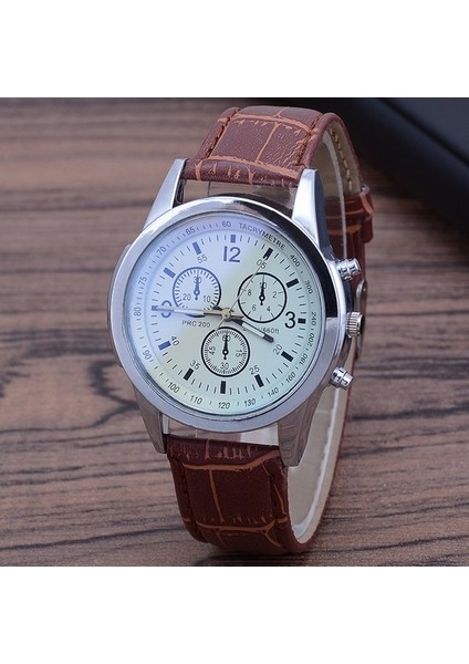 Moda Fabrika Outlet Siyah Mavi Cam Üç Göz Erkek Izle Çok Renkli Hediye Erkek Deri Kayış Kuvars Izle Kol Saati (Yurt Dışından)