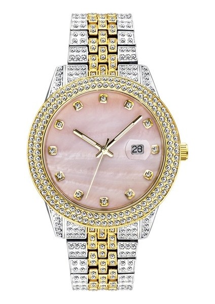 Lüks Bling Kuvars Izle Relojes Erkekler Hip Hop Altın Kaplama Su Geçirmez Kol Saati Kristal Tam Elmas Buzlu Out Kuvars Izle (Yurt Dışından)