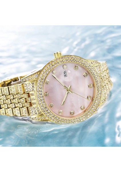 Lüks Bling Kuvars Izle Relojes Erkekler Hip Hop Altın Kaplama Su Geçirmez Kol Saati Kristal Tam Elmas Buzlu Out Kuvars Izle (Yurt Dışından) fiyatları