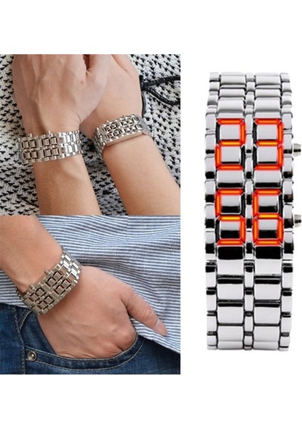 Siyah Kırmızı Yeni Kadın Erkek Severler Izle LED Metal Kol Saatleri Rahat Dijital Şık Reloj Dikdörtgen Paslanmaz Çelik Saatler Kol Saati (Yurt Dışından) modelleri
