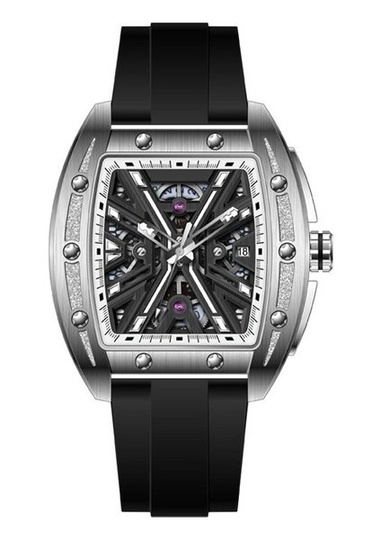 Kırmızı Mekanik Saat Yeni Hollow Out Şarap Fıçısı Tipi Mekanik Saat Su Geçirmez Gece Parlayan Popüler Mekanik Saat Erkek Mekanik Saat (Yurt Dışından)