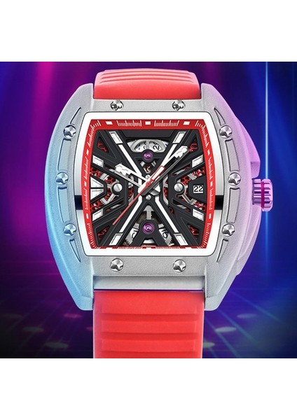 Kırmızı Mekanik Saat Yeni Hollow Out Şarap Fıçısı Tipi Mekanik Saat Su Geçirmez Gece Parlayan Popüler Mekanik Saat Erkek Mekanik Saat (Yurt Dışından) fiyatları