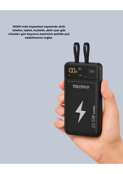 Powerbank Hızlı Şarj 10000 Mah Dahili Kablo modelleri
