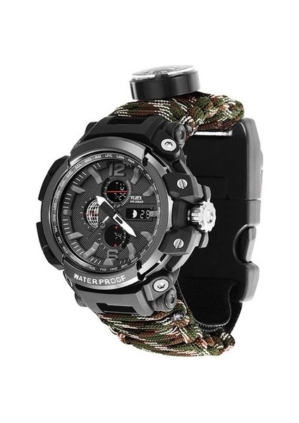 Kamuflaj Kutusu ile Açık Hayatta Kalma Izle Çok Fonksiyonlu Su Geçirmez Askeri Taktik Paracord Izle Bilezik Kamp Yürüyüş Acil Durum Dişli Edc (Yurt Dışından)