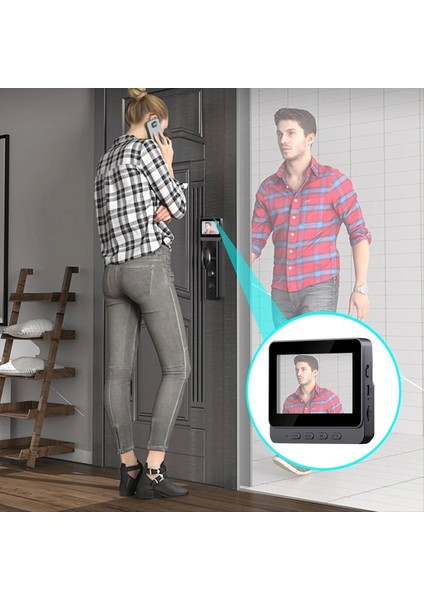 Video Kapı Zili Ir Night Vision Kablosuz Kapı Çanı 1080P 4 3inch IPS Ekran Kapı Zili Kamerası 2 4g Villa Evi (B) (Yurt Dışından) fiyatları