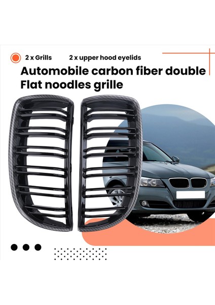 Araba Karbon Fiber Bak Bmw 3 Serisi E90 E91 2005-2008 Için Ön Böbrek Izgara Çift Çıtaları Izgara (Yurt Dışından) indirimleri