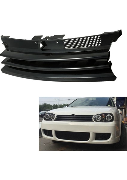 Siyah Araba Izgara Ön Kaput Grille For-Vw Volkswagen Golf 4 Mk4 Gtı R32 1997-2004 1J0853655G (Yurt Dışından) fiyatları