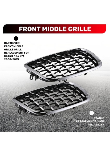Bmw X5 E70 / X6 E71 2008-2013 Için Araba Gümüş Ön Orta Izgara Izgara Değiştirme (Yurt Dışından) indirimleri