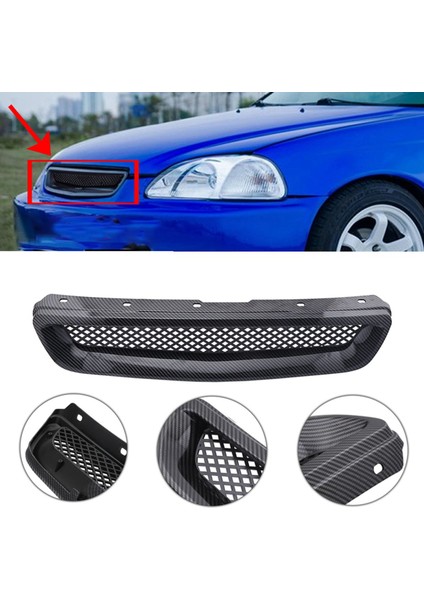2x Araç Karbon Fiber Mesh Abs Front Hood Grille Izgara 96-98 Honda Civic Ej/ek Jdm Tip R (Yurt Dışından) modelleri